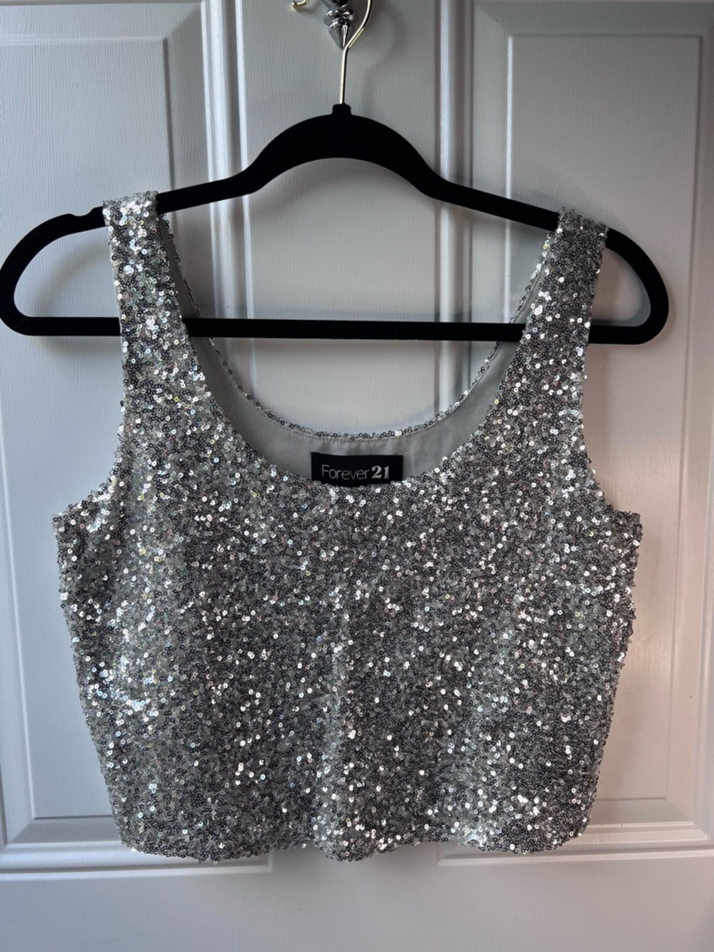 Forever 21 Silver Sequin Crop Top - Picture 2 of 4
